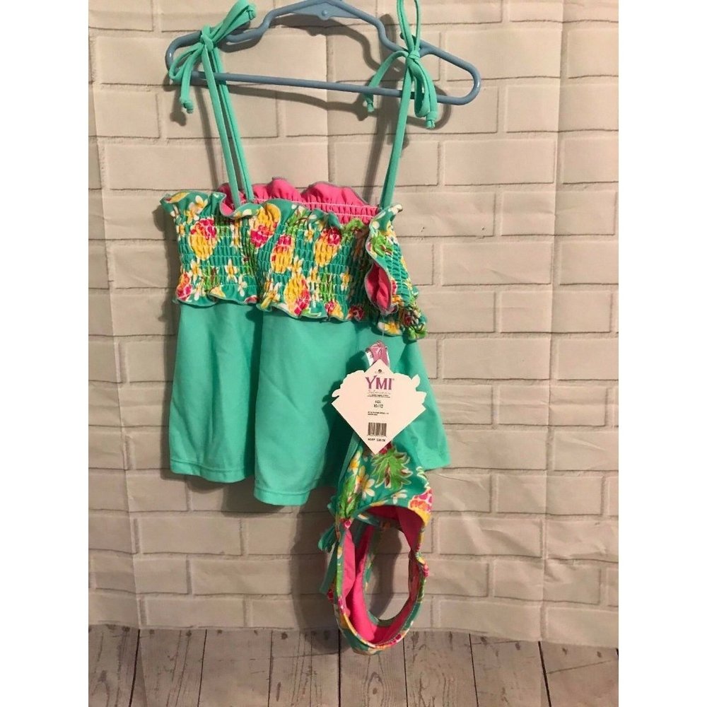 NWT YMI Girls 2-pc Tankini Set SUIT SZ 10/12